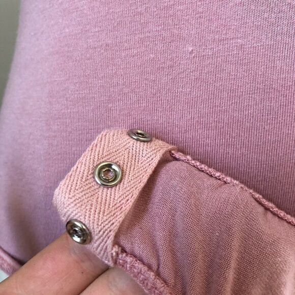 Free People V Neckline Bodysuit Pink Small - Picture 8 of 9